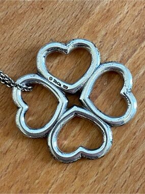 Tiffany & Co. Sterling Silver Open-Heart Clover Pendant Necklace